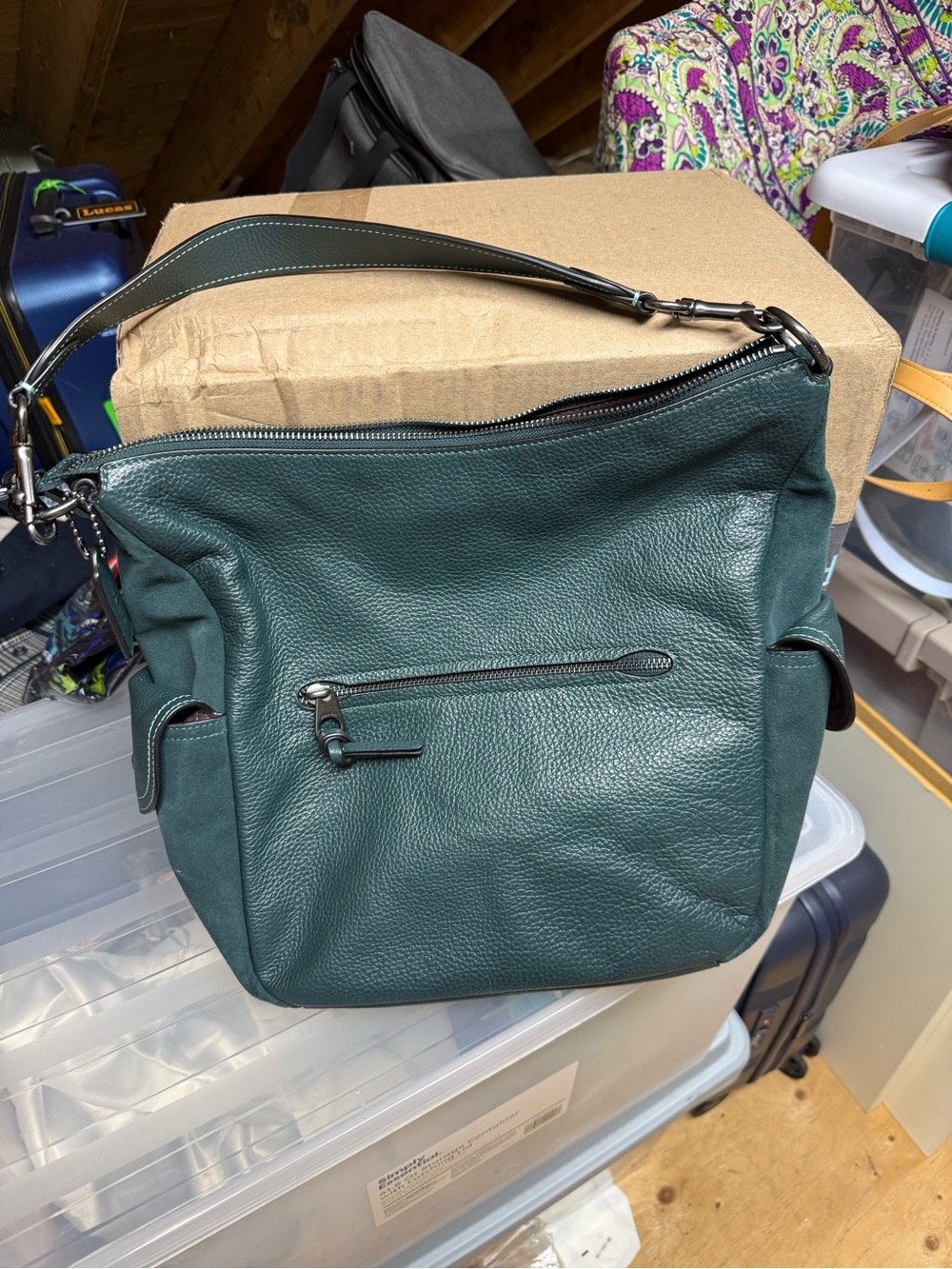 Coach Pennie Forest Green Leather Shoulder Bag
